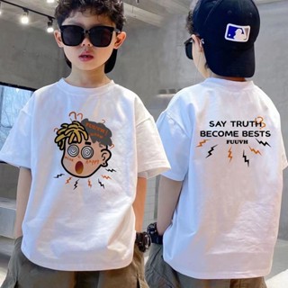 พร้อมส่ง ขายดี เสื้อยืดแขนสั้น ผ้าฝ้ายแท้ สไตล์เกาหลี ญี่ปุ่น ตะวันตก สําหรับเด็กผู้ชาย 2023