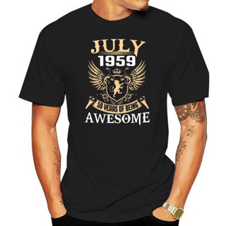 AABเสื้อยืดผ้าฝ้ายพรีเมี่ยม เสื้อยืด พิมพ์ลาย July 1959 59 Years Of Being Awesome แฟชั่นสําหรับผู้ชาย 2022