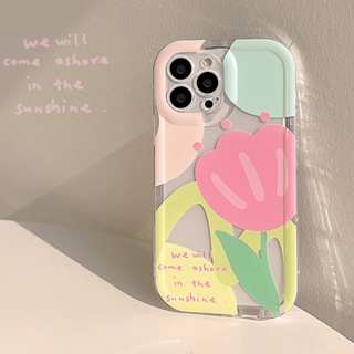 เคสโทรศัพท์มือถือ TPU แบบหนา กันกระแทก ลายดอกทิวลิป แฟชั่น สําหรับ Iphone 11 12 13 14 Pro Max