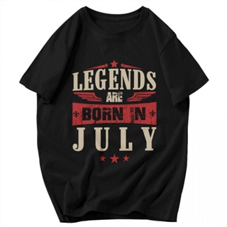 【ใหม่】【hot sale】ราคาต่ำสุด!!เสื้อยืดแขนสั้น ผ้าฝ้าย พิมพ์ลาย Legends Are Born In July ER66WR22369 SD23WQ22557  สําหรับผู