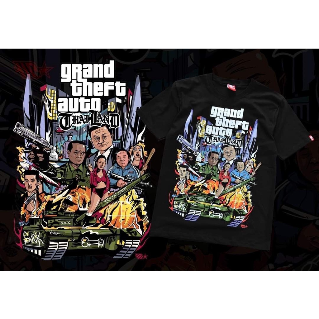 ampbkk-เสื้อสกรีนลาย-gta-t-shirt