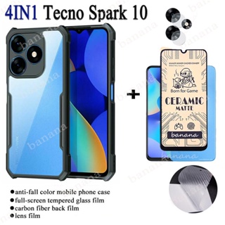 4in1 Tecno Spark 10 เคสโทรศัพท์ กันกระแทก สําหรับ Tecno Spark 10pro GO 2023 ฟิล์มป้องกันเลนส์ และกระจกนิรภัยเซรามิก แบบเต็มจอ