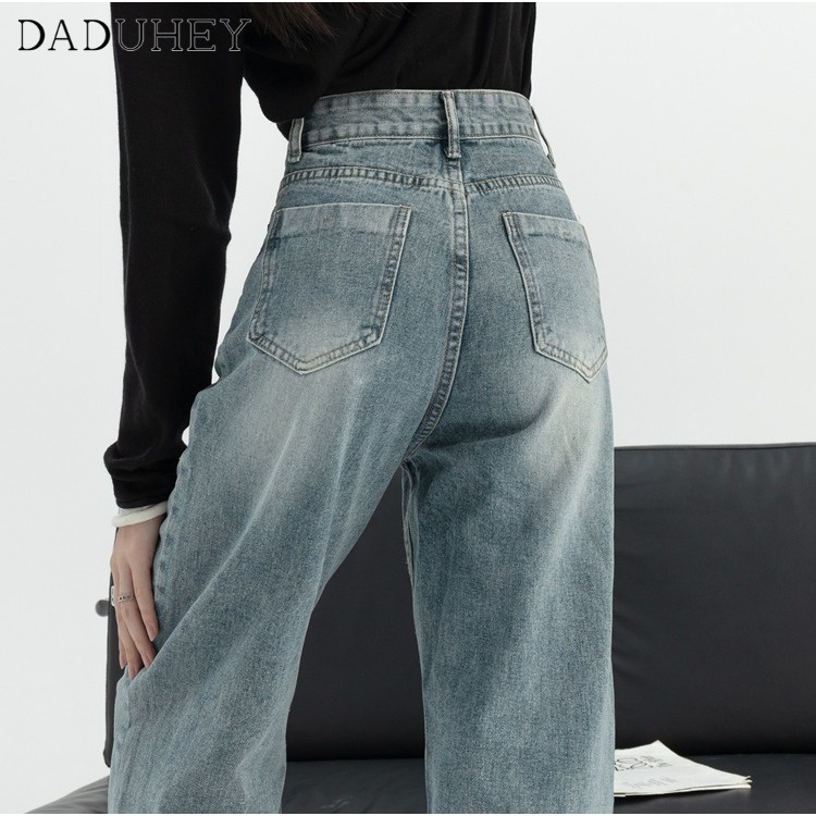 daduhey-womens-retro-raw-hem-ripped-fashion-korean-style-new-loose-high-waist-wide-leg-slim-drape-mop-ripped-frayed-pants-jeans