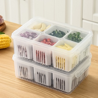 กล่องเก็บอาหาร กล่องเก็บของในตู้เย็น 2 ขนาด กล่องถนอมอาหาร กล่องเก็บของสด เก็บผัก กล่องถนอมอาหาร มีแผ่นตะแกรงพลาสติก
