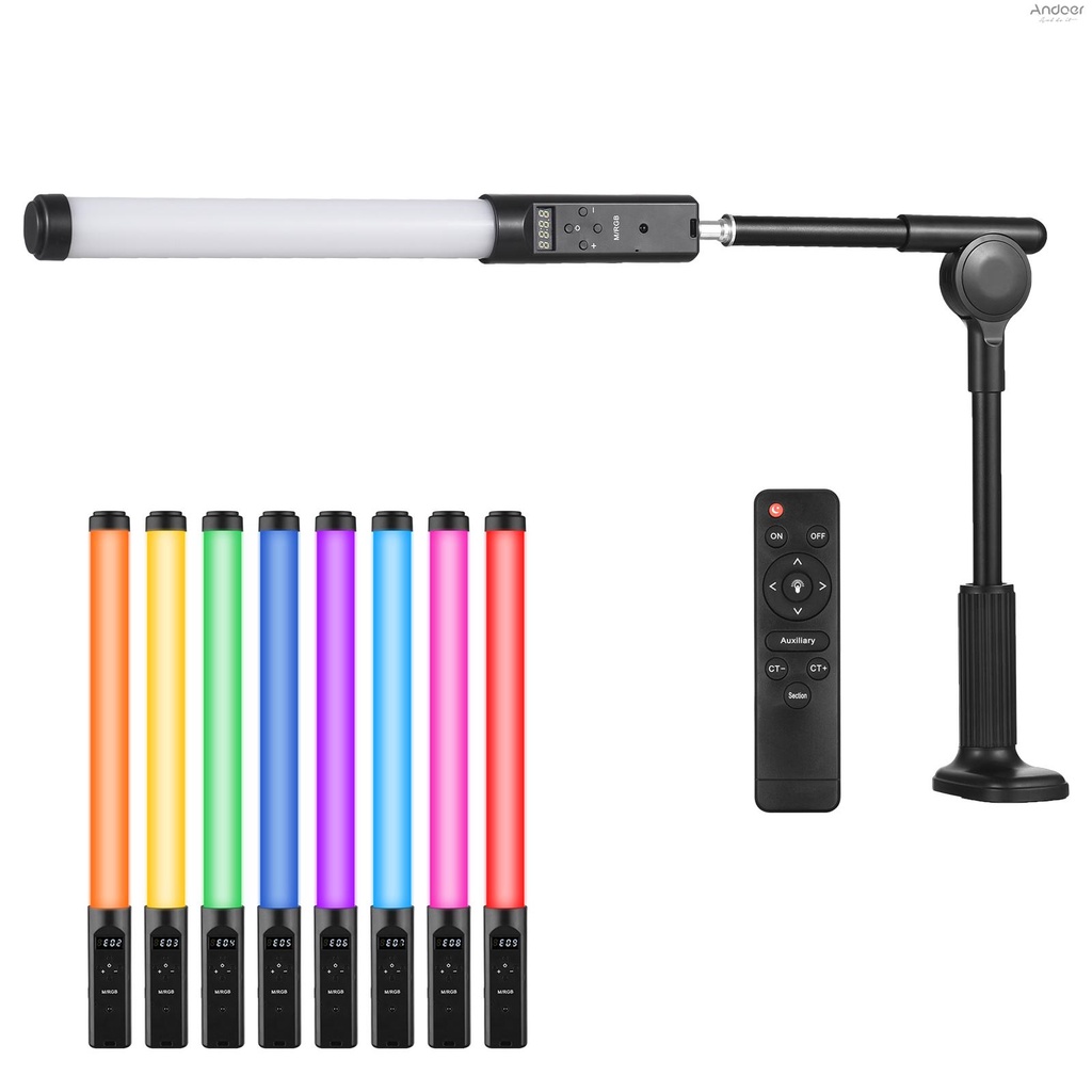หลอดไฟ RGB แบบมือถือ พร้อมคลิปหนีบโต๊ะ รีโมตคอนโทรล LED 3200K-5500K ...
