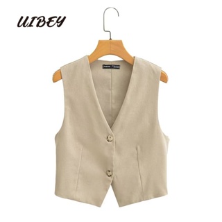 Uibey เสื้อกล้าม คอวี แขนกุด สีพื้น 2323