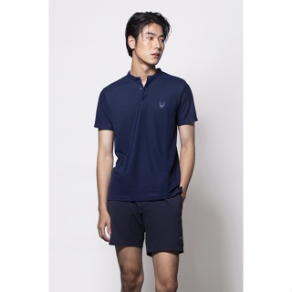 ESP เสื้อโปโลคอจีนเฟรนช์ชี่ ผู้ชาย สีน้ำเงิน | Stand Collar Frenchie Polo Shirt | 3785