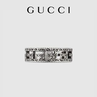 [พร้อมส่ง] Gucci GUCCI แหวนเงิน ทรงสี่เหลี่ยม ลายตัว G