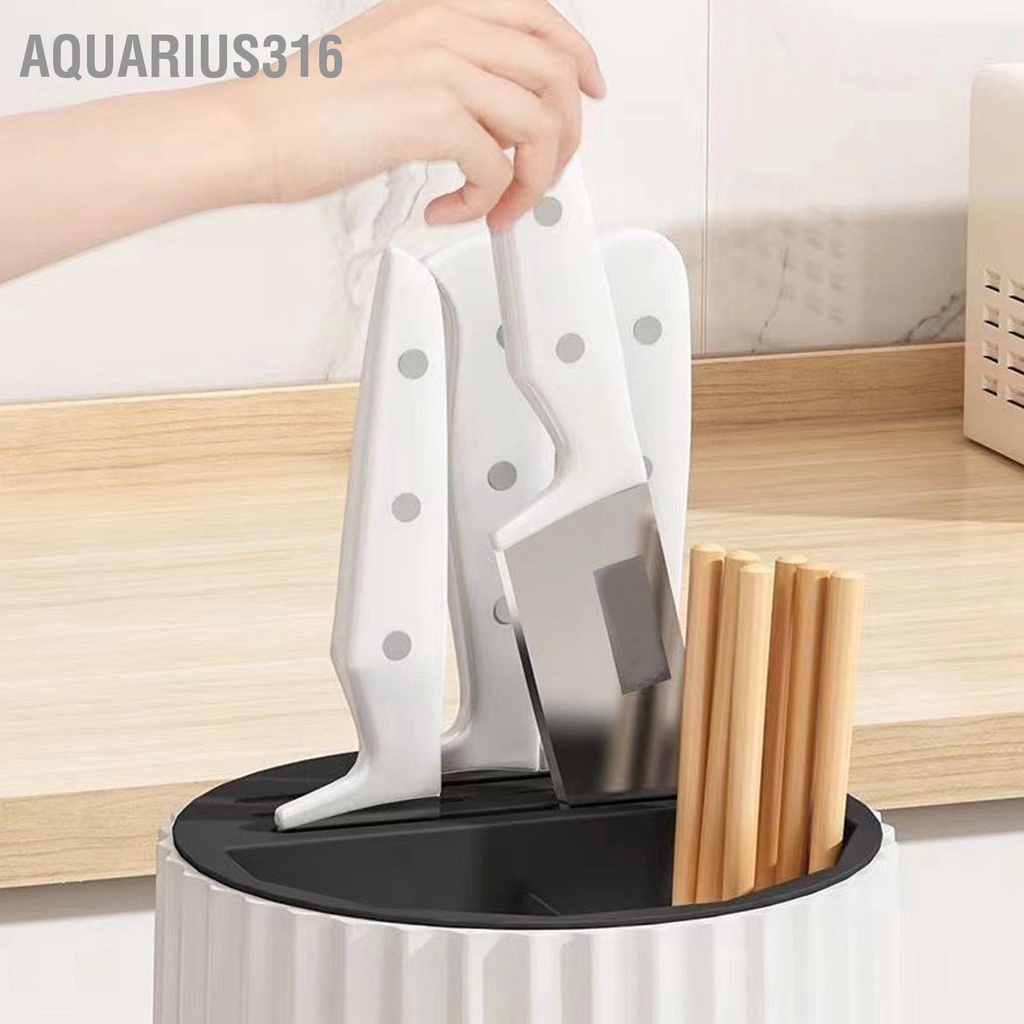 aquarius316-ผู้ถือมีดหมุนพลาสติกสากลอเนกประสงค์ครัวตะเกียบบล็อกมีดภาชนะยืน