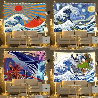 ภาพอุกิโยะแบบญี่ปุ่น ลายการ์ตูน ห้อง ห้องนั่งเล่น ผ้าแขวนผ้าพื้นหลัง ผ้าตกแต่งห้อง✨【8 สี】