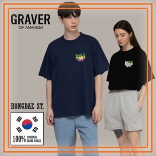 📦พร้อมส่ง Graver - ของแท้ 100% - เสื้อยืดแขนสั้น ลายโลโก้ UNISEX Smile Good Day สีดํา กรมท่า T-shirt