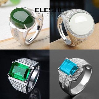 Eleshe Jewelry แหวนเงิน 925 ประดับไพลิน เรียบง่าย สําหรับผู้ชาย M077