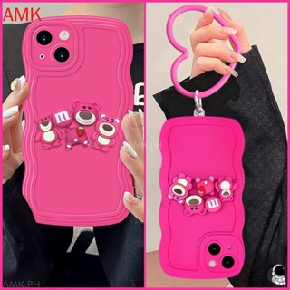 Amk เคสโทรศัพท์มือถือแบบใส ลายอะนิเมะหมีสตรอเบอร์รี่ คลื่น 3D สําหรับ Tecno Camon 20 19 neo 18i 18 18p 18t 17p 17 16 15 12 11 pop 6 go Pouvoir 4 pro LC7 3 5 PLUS AIR