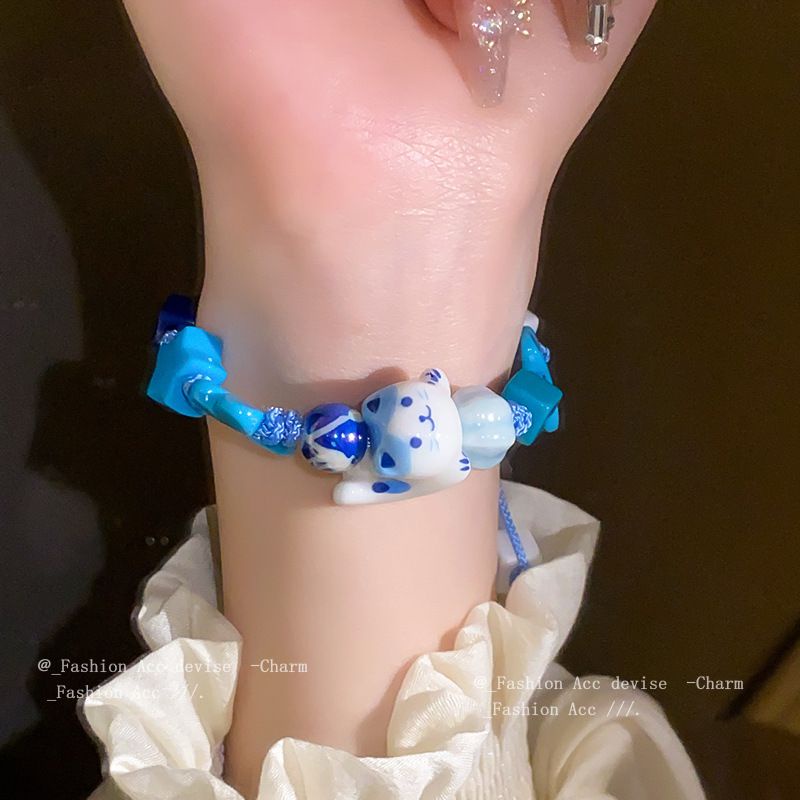 สร้อยข้อมือ-เชือกไดนามิก-ลายการ์ตูนแมวดาวน่ารัก-สีฟ้า-เหมาะกับเพื่อน-และเพื่อน