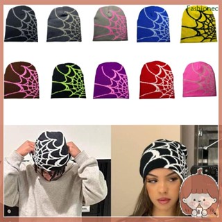 One Y2k หมวกบีนนี่ถัก ลายแมงมุม Y2k Skullies Spider Web Beanie