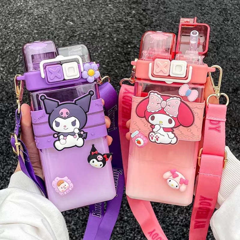 ขวดน้ําดื่ม-ทรงสี่เหลี่ยม-ลาย-sanrio-tritan-kuromi-melody-pudding-dog-cinnamon-dog-น่ารัก-สําหรับนักเรียนประถม