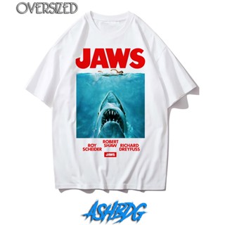 เสื้อยืดผ้าฝ้าย เสื้อยืด พิมพ์ลายภาพยนตร์ JAWS OVERSIZE VINTAGE TEE