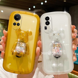 เคสโทรศัพท์มือถือ ซิลิโคนนิ่ม แบบใส มีทรายไหล ป้องกันเลนส์กล้อง ลายหมี สีแคนดี้ สําหรับ OPPO Reno10 Pro+ Plus 5G Reno 10 Reno10Pro+ OPPO A78 NFC 4G 2023