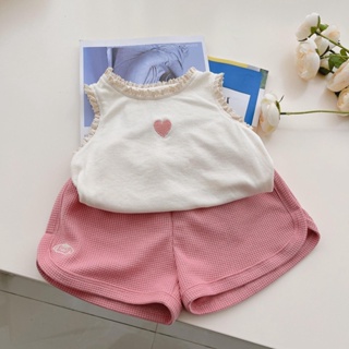 Cute Girls Cute Cartoon Vest Thin 2023 Summer New Childrens Korean Style Lace Vest Trendy Top