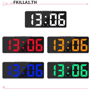 Faccfki นาฬิกาปลุกดิจิทัล LED มีไฟแบ็คไลท์ บอกอุณหภูมิ และปฏิทิน