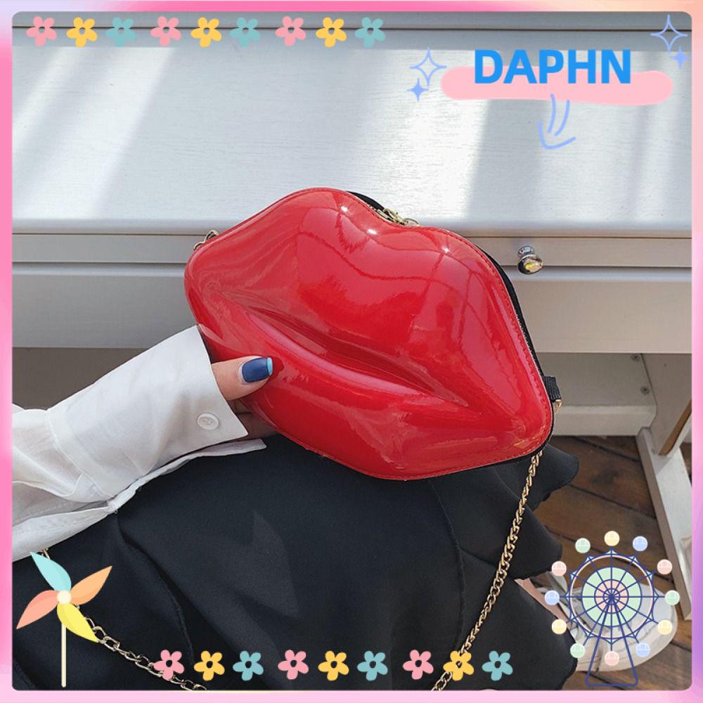 daphs-กระเป๋าสะพายไหล่-ทรงโท้ท-แต่งซิป-แต่งสายโซ่-สีแดง-สําหรับผู้หญิง