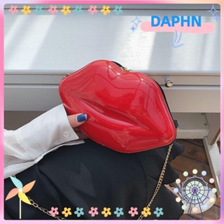 Daphs กระเป๋าสะพายไหล่ ทรงโท้ท แต่งซิป แต่งสายโซ่ สีแดง สําหรับผู้หญิง