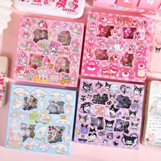 สติกเกอร์ PVC ลายการ์ตูนอนิเมะ Sanrio Kuromi Cinnamoroll My Melody Hello Kitty น่ารัก สําหรับติดตกแต่งแล็ปท็อป 100 ชิ้น