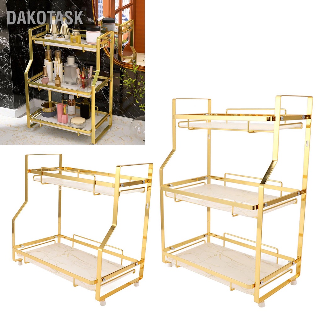 dakotask-ชั้นวางของในห้องน้ำติดผนังเข้ามุมออแกไนเซอร์ยืนแร็คสำหรับห้องนั่งเล่นห้องนอนห้องครัวสีขาวและสีทอง