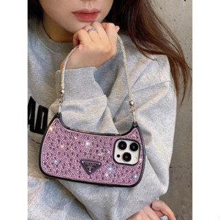 เคสโทรศัพท์มือถือ กันกระแทก ลายโลโก้สามเหลี่ยม ประดับกลิตเตอร์ หรูหรา เรียบง่าย สําหรับ iPhone 14PROMAX 12PROMAX 13PROMAX