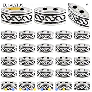 Eutus ตัวเชื่อมต่อลูกปัด 2 รู สไตล์ทิเบต รูขนาน 10 มม. x 5 มม. 2 รู สําหรับเครื่องประดับ