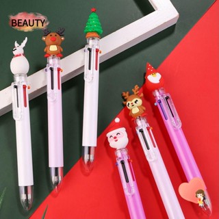 Beauty ปากกาลูกลื่น พลาสติก ลายการ์ตูนซานตาคลอส สโนว์แมน กวาง คริสต์มาส 6 สี 2 ชิ้น