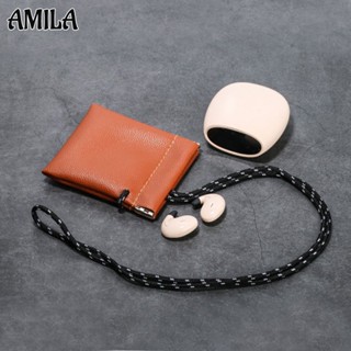 AMILA เคสหูฟังหนังแฟชั่น กระเป๋าเก็บหูฟังบลูทูธ การจัดเก็บสายข้อมูลแบบมัลติฟังก์ชั่น เคสหูฟัง ที่เก็บชิ้นส่วนขนาดเล็ก