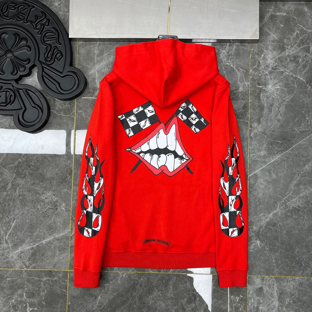 x7ly-chrome-hearts-2023-autumn-and-winter-new-graffiti-red-mouth-logo-printed-decorative-design-loose-hooded-sweater-for-men-and-women