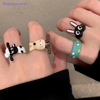 [Beautyoufeel] ใหม่ แหวนอะคริลิค เรซิน ลายการ์ตูนน่ารัก Y2K เครื่องประดับ สําหรับผู้หญิง