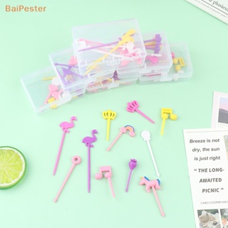 [BaiPester] ส้อมจิ้มผลไม้ เบนโตะ สลัด ของหวาน อาหารกลางวัน แบบใส ลายการ์ตูน สําหรับเด็ก 6 8 10 ชิ้น