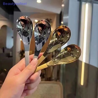 [Beautyoufeel] ช้อนส้อมสเตนเลส ด้ามจับยาว ของใช้บนโต๊ะอาหาร แบบหนา สไตล์เกาหลี สําหรับคนน้ําแข็ง อาหารเย็น ของหวาน