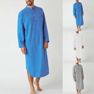 เสื้อคลุมมุสลิม สีพื้น 1 ชิ้น ติดกระดุม สไตล์อิสลาม สําหรับผู้ชาย