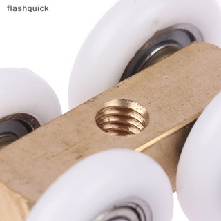 Flashquick ห้องอาบน้ําทองแดงสี่ล้อแขวนรอกลูกกลิ้งสําหรับห้องน้ํากระจกสไลด์ประตูแบริ่งกันน้ําเครนประตูห้องน้ําดี