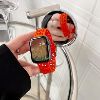 สายนาฬิกาข้อมือ ซิลิโคนกลวง ระบายอากาศ น่ารัก สร้างสรรค์ สําหรับ Apple Watch Series Ultra 8 7 SE 6 5 4 3 2 1 ขนาด 42 44 45 49 มม. 38 40 41 มม.
