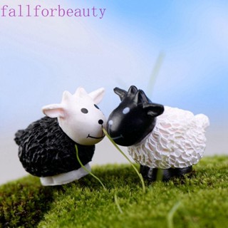 Fallforbeauty ตุ๊กตาเรซิ่น รูปแพะจําลอง ขนาดเล็ก สีดํา สีขาว สําหรับตกแต่งบ้าน