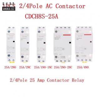 ⭐2023 ⭐2 Pole 4 Pole 25 Amp NO/NC/NO+NC AC Contactor Relay Normally Open DIN Rail 1x