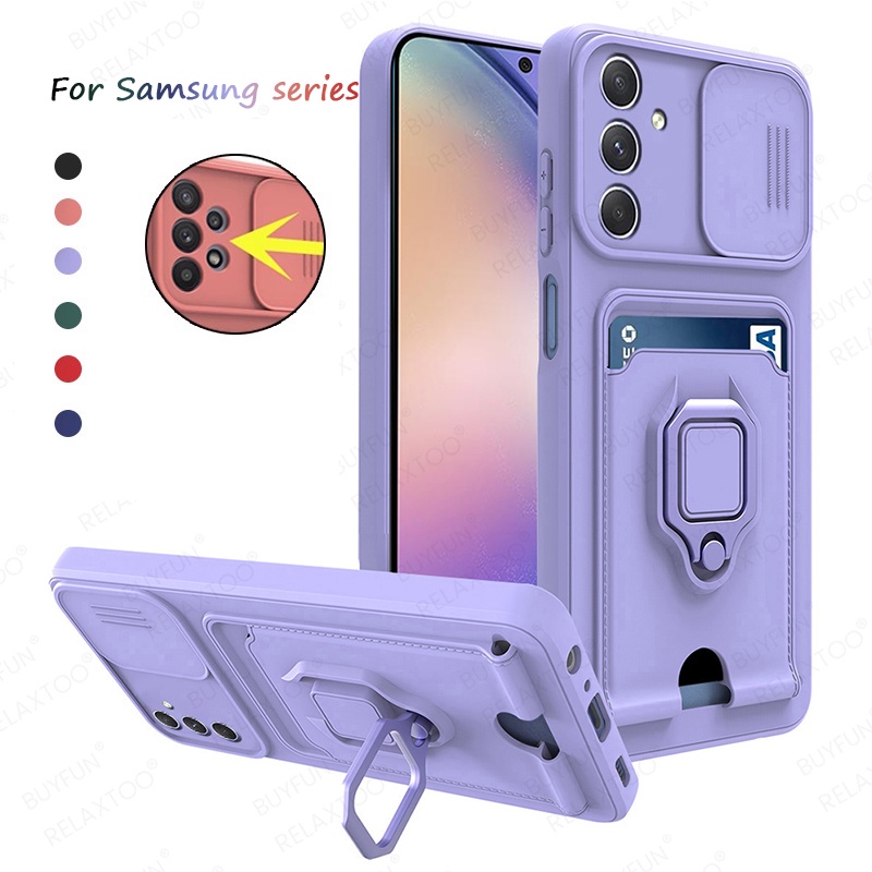 slot-card-cover-for-samsung-a14-a34-a54-5g-camera-lens-protect-slide-window-shockproof-armor-card-pocket-holder-case-for-galaxy-s21-s20-fe