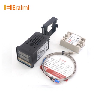 Eralml AC100-400V REX-C100 SSR DN เทอร์โมคัปเปิลควบคุมอุณหภูมิ แบบสั้น พร้อมรีเลย์โซลิดสเตท K Type