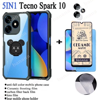 5in1 Tecno Spark 10 เคสโทรศัพท์ กันกระแทก สําหรับ Tecno Spark 10pro ฟิล์มป้องกันเลนส์ และกระจกนิรภัยเซรามิก แบบเต็มจอ