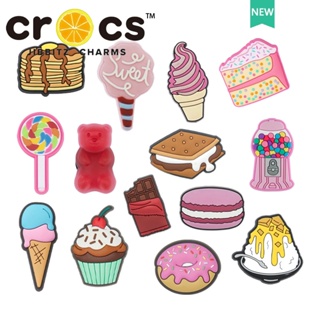 Jibbitz crocs charms Gourmet Series หัวเข็มขัดรองเท้า ดอกไม้ รูรองเท้า อุปกรณ์เสริมสร้างสรรค์ DIY ลายขนมหวาน อุปกรณ์รองเท้า