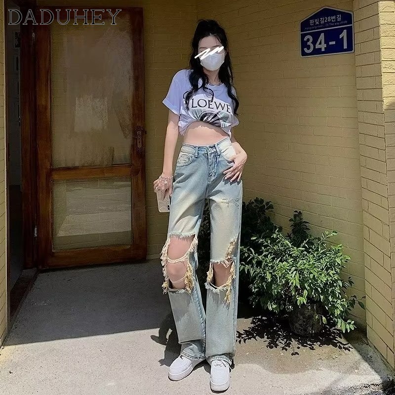 daduhey-women-american-style-high-street-hiphop-loose-slim-and-wide-leg-korean-style-high-waist-ripped-jeans