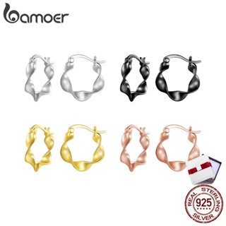 Bamoer ต่างหูเงินสเตอร์ลิง 925 4 สี เรียบง่าย เครื่องประดับ สําหรับผู้หญิง