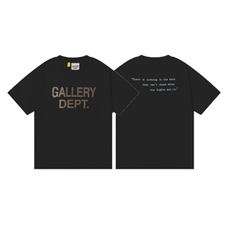 GOOD YF เสื้อยืด ผ้าฝ้าย พิมพ์ลายตัวอักษร GALLERY DEPT สีดํา พลัสไซซ์ สําหรับผู้ชาย และผู้หญิง