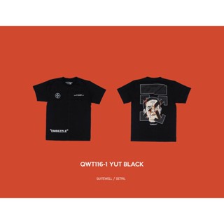 พร้อมส่ง ผ้าฝ้ายบริสุทธิ์ QWT116-1 YUT BLACK ดำ T-shirt