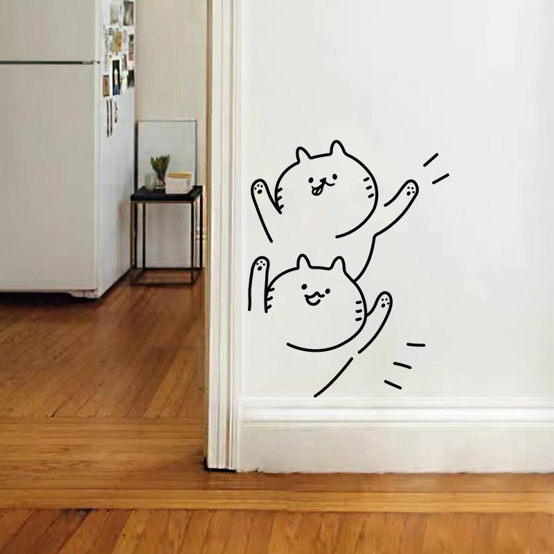 สติกเกอร์ติดผนัง-ลายการ์ตูนแมวน่ารัก-ป้องกันการชนกัน-สําหรับตกแต่งบ้าน-ห้องนอน-ร้านสัตว์เลี้ยง-ร้านแมว-คาเฟ่